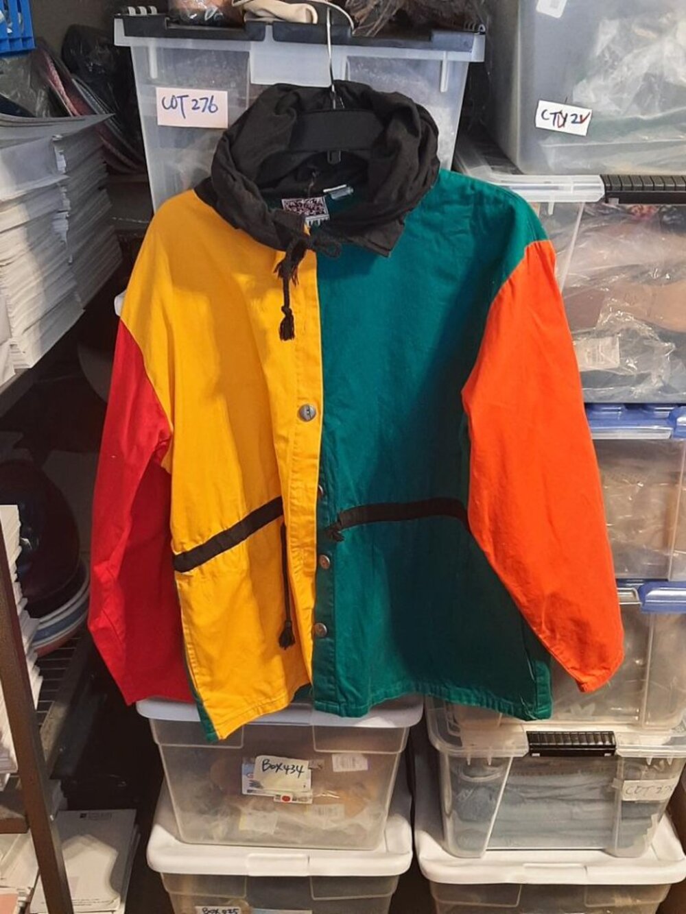 Vintage Ville Franche Women Jacket Colorblock W Hoodie MultiColor Sz M PreLvoed